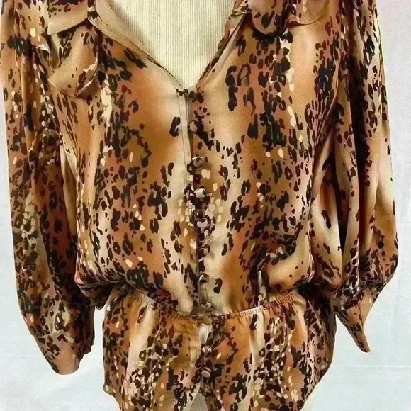 Parker Womens Top Blouse Black brown Size Small winged sleeves - Picture 2 of 6